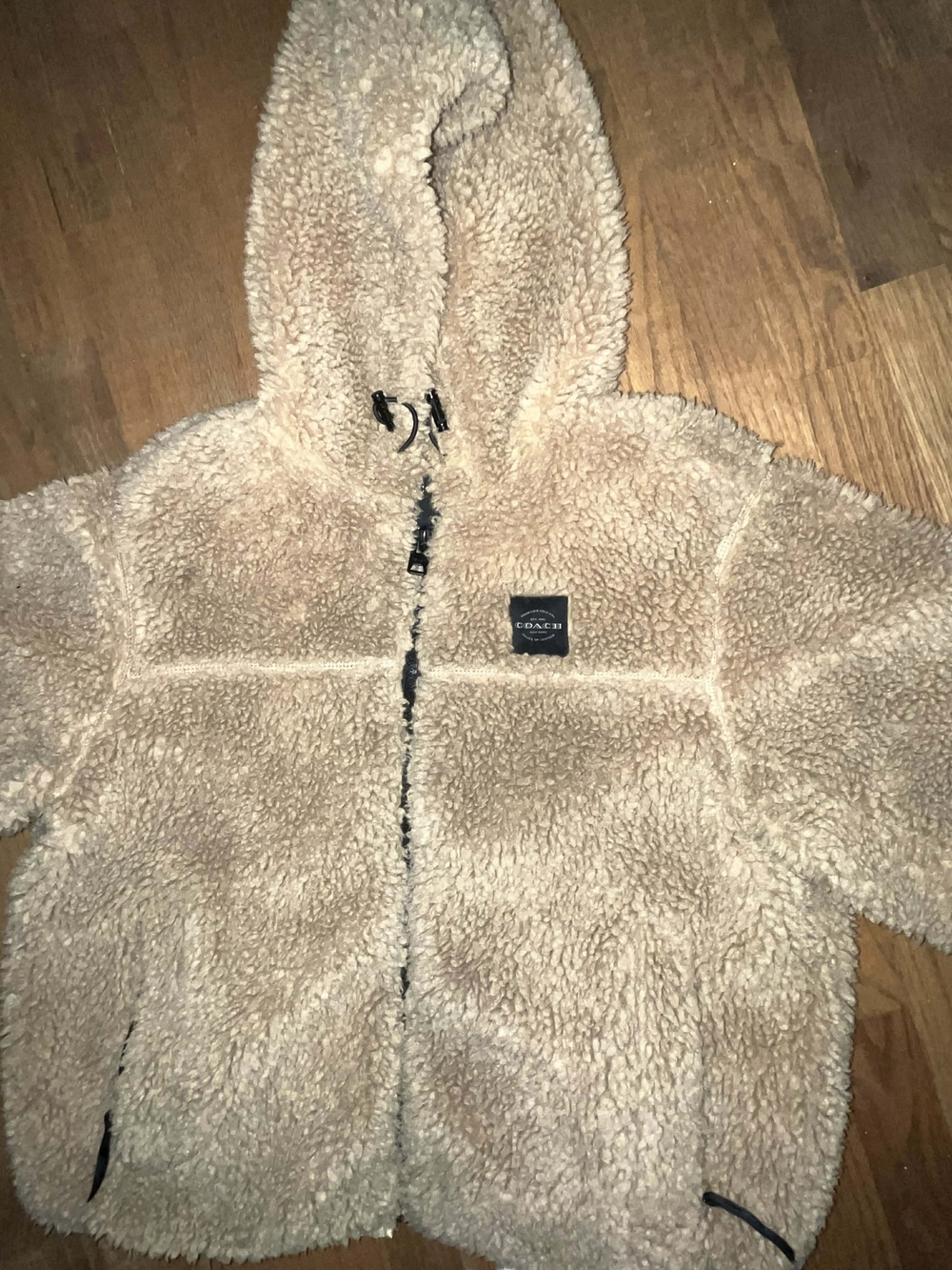 Coach Beige Teddy Jacket with Hood